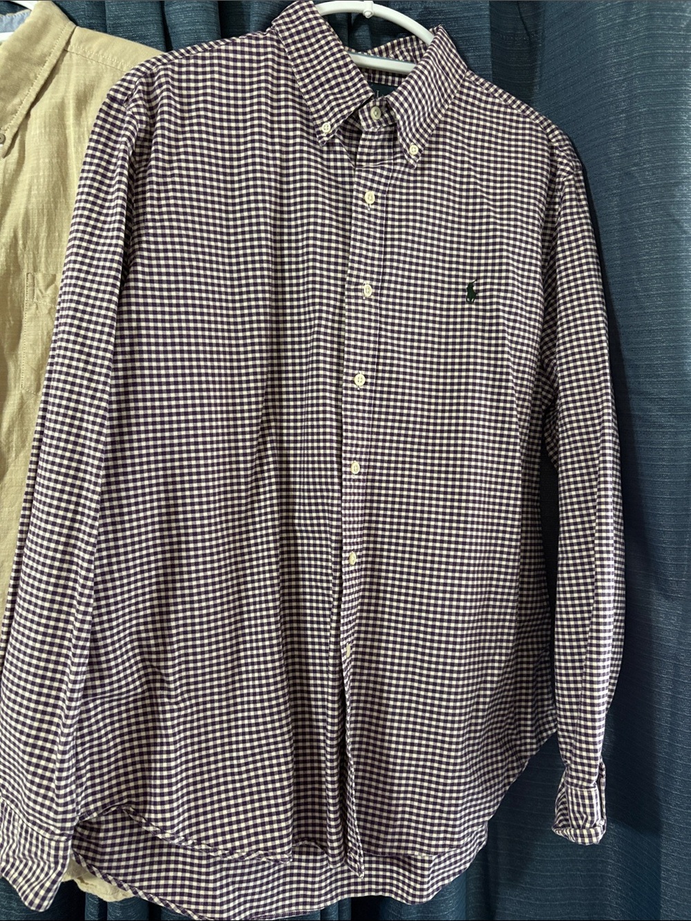 Ralph Lauren Purple and White Gingham Button-Down Shirt